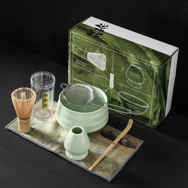Ceramic Matcha Tea Set With Whiskjapanese Matcha Bowl Set 