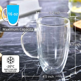 Double Wall Glass Cup with Handle for Coffee Tea Milk