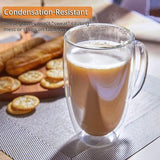 Double Wall Glass Cup with Handle for Coffee Tea Milk