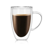 Double Wall Glass Cup with Handle for Coffee Tea Milk