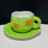 Creative Irregular 10 oz Coffee Mug and Saucer