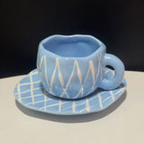 Creative Irregular 10 oz Coffee Mug and Saucer