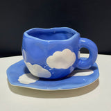 Creative Irregular 10 oz Coffee Mug and Saucer