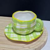 Creative Irregular 10 oz Coffee Mug and Saucer