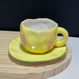 Creative Irregular 10 oz Coffee Mug and Saucer