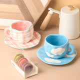 Creative Irregular 10 oz Coffee Mug and Saucer